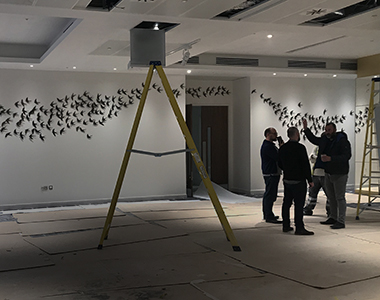 The instillation of an art piece.