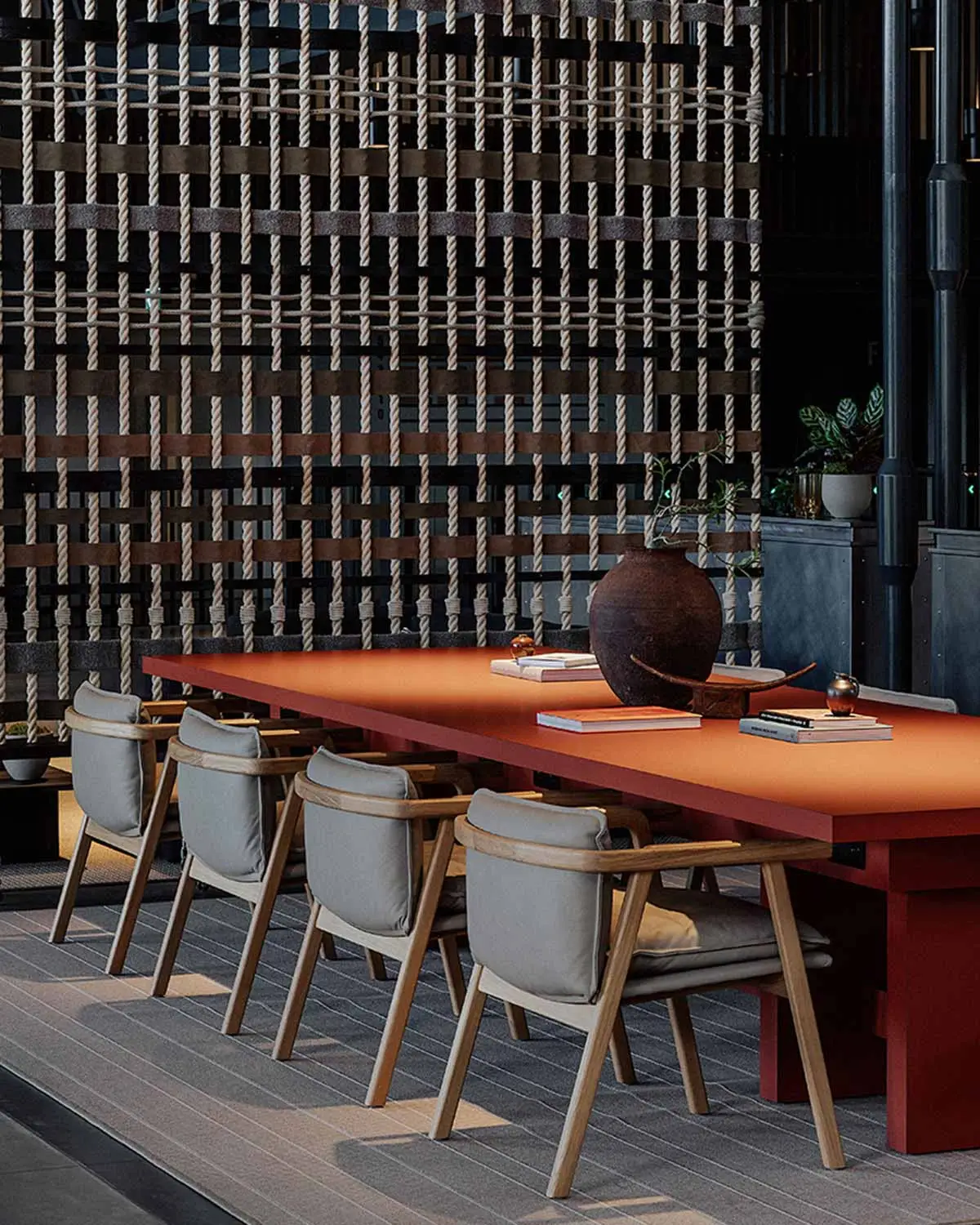 Seating spaces with rope dividers
