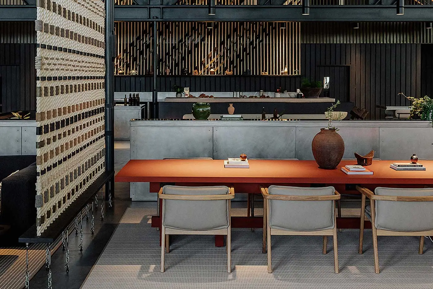 Seating spaces with rope screens